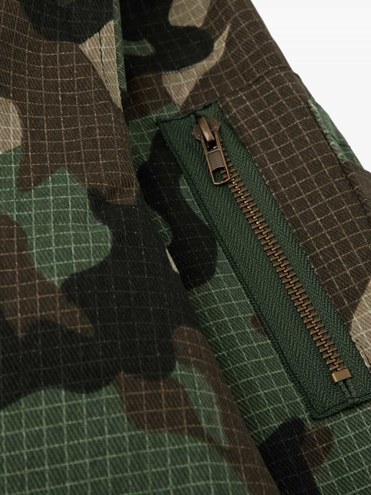 Camouflage Fur Collar Reversible Cotton Jacket - 2499