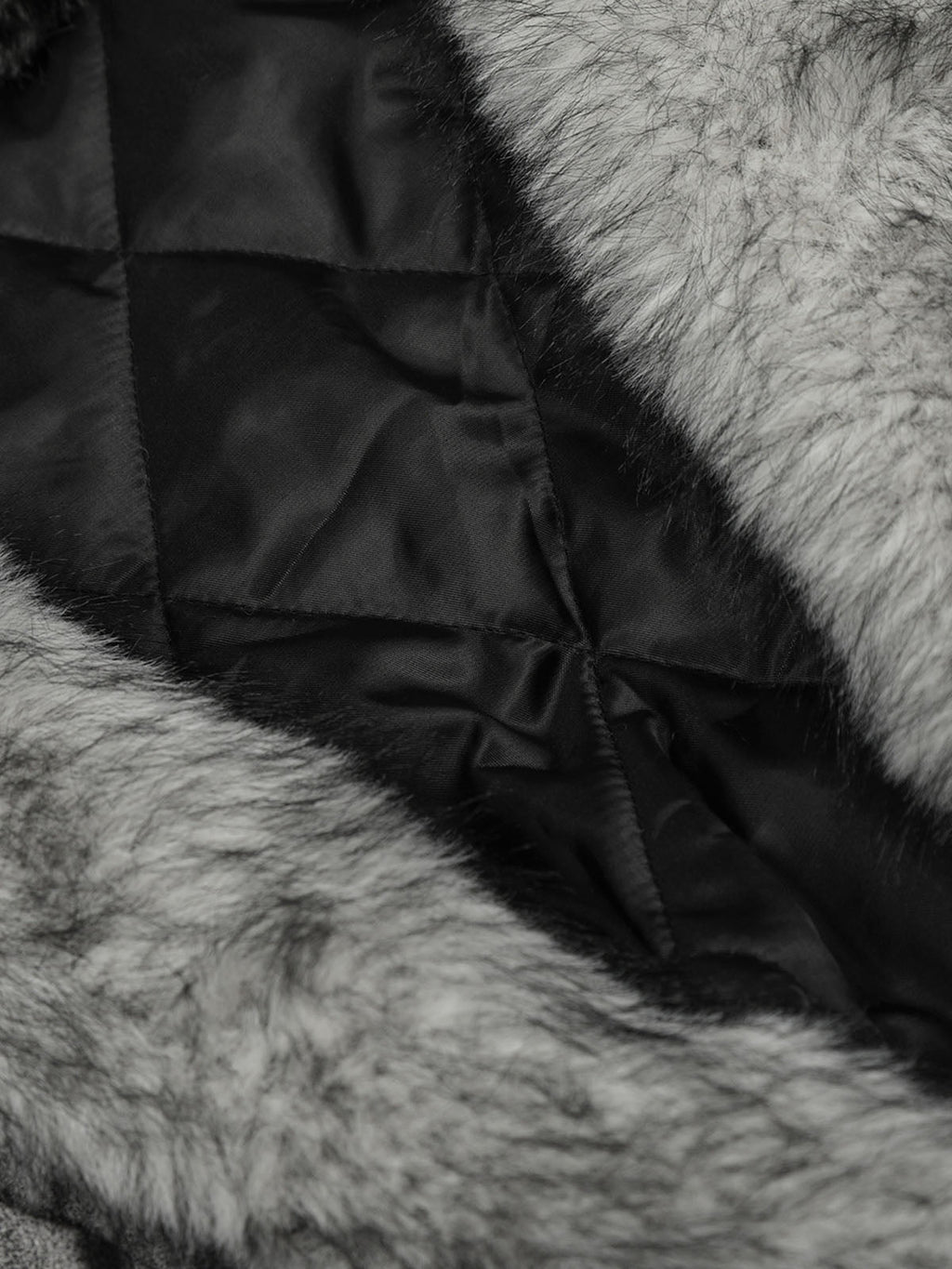 Faux Suede Vintage Wash Fur Hood Padded Jacket