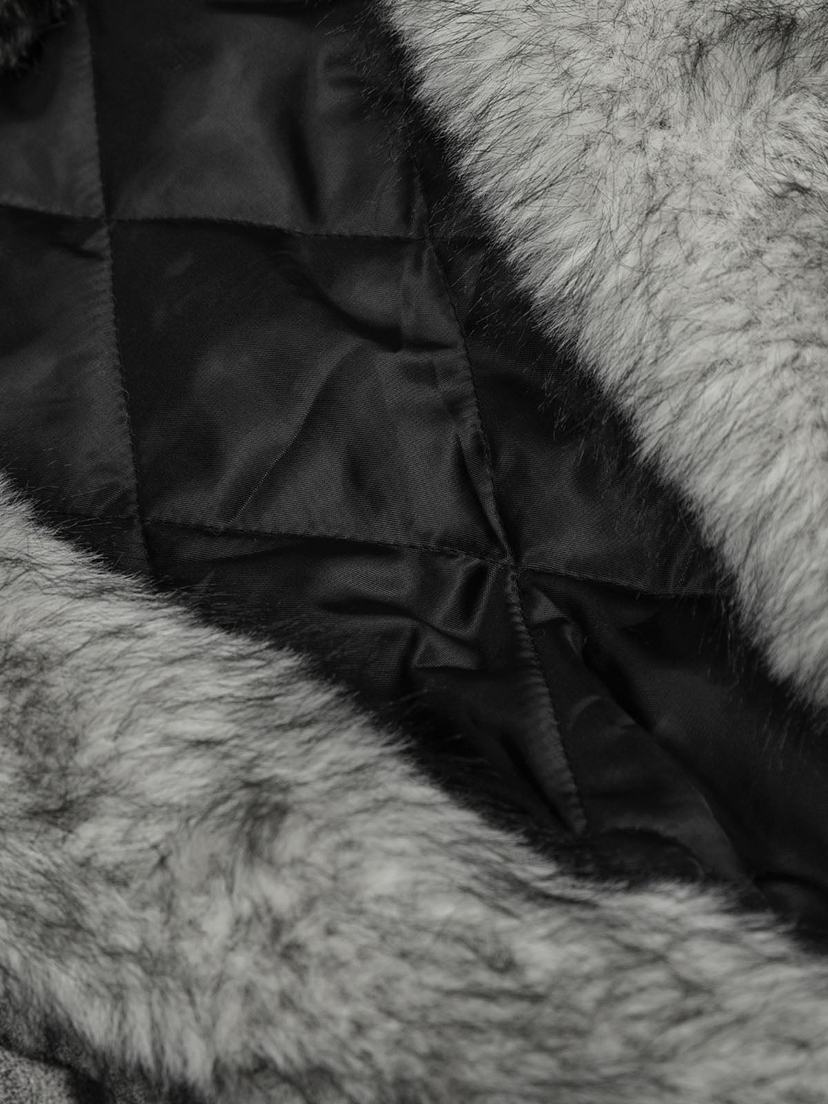 Faux Suede Vintage Wash Fur Hood Padded Jacket