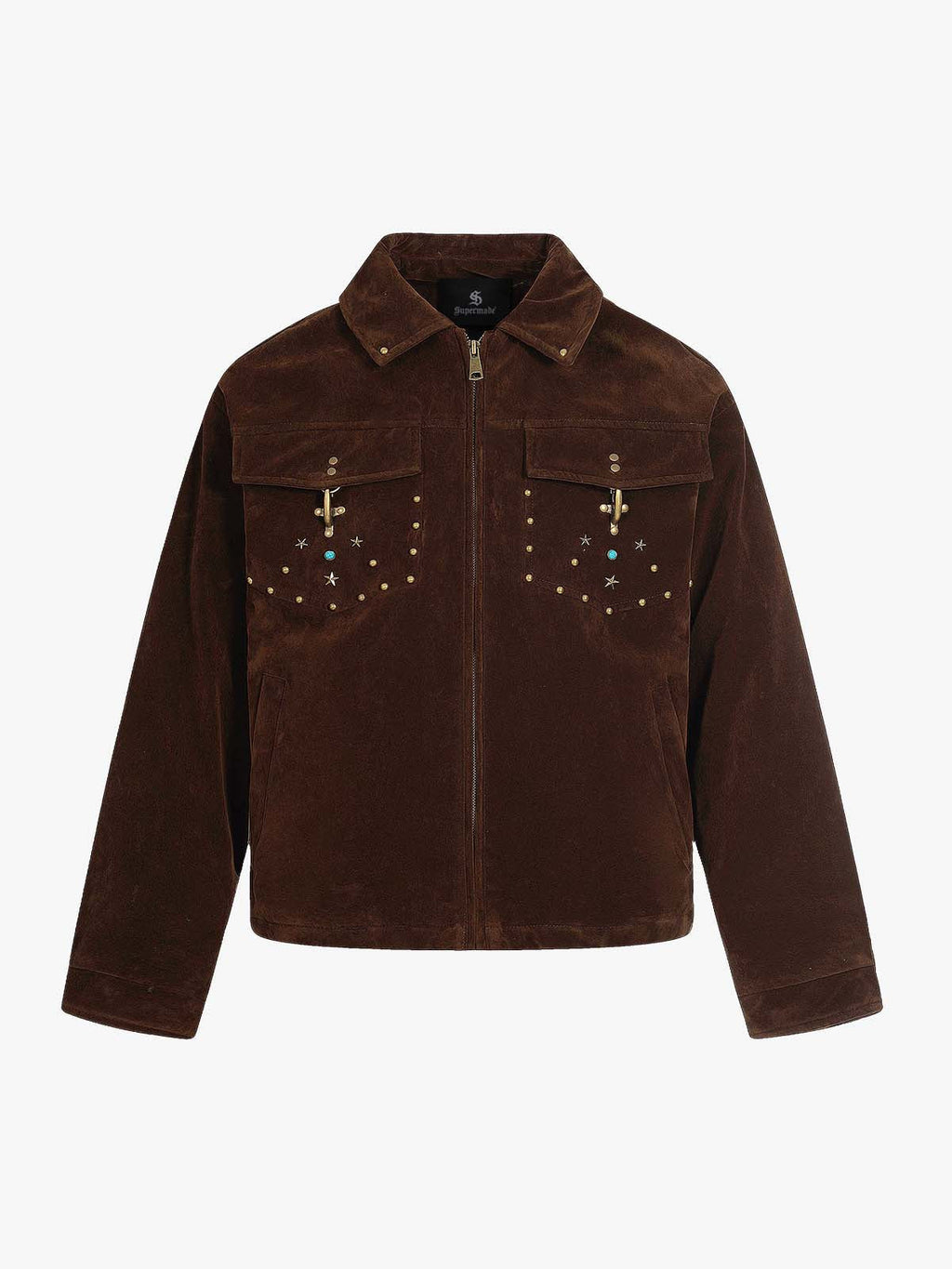 Retro Studded Suede Padded Winter Jacket