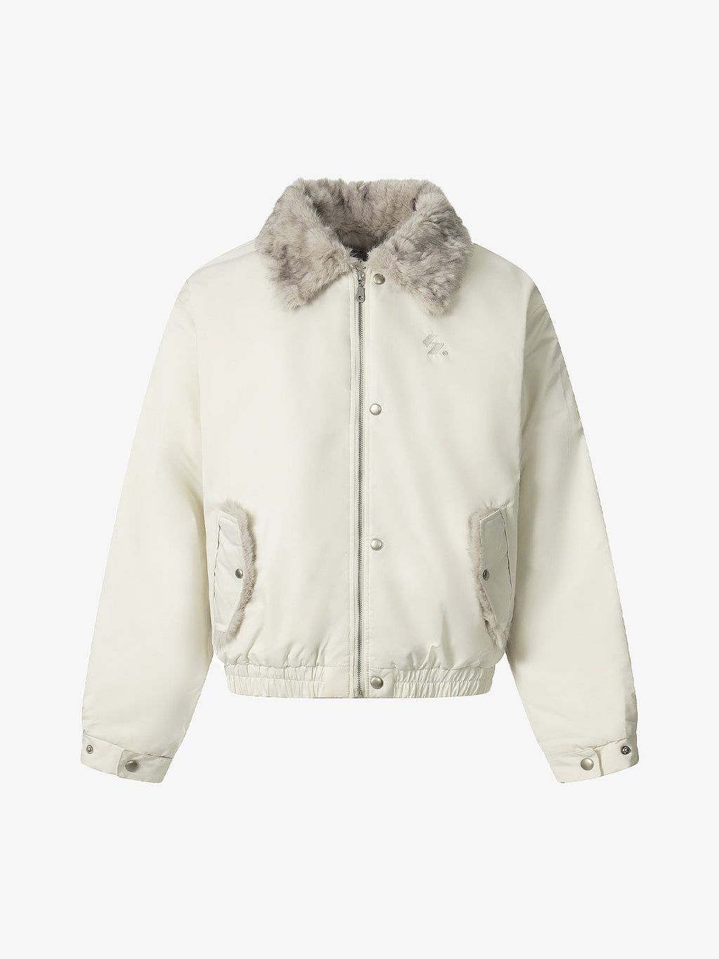 Faux Fur Collar Zipper Padded Bomber Jacket