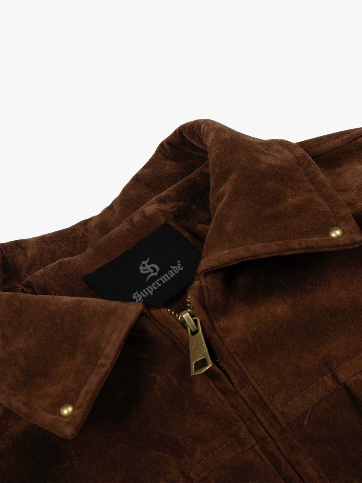 Retro Studded Suede Padded Winter Jacket