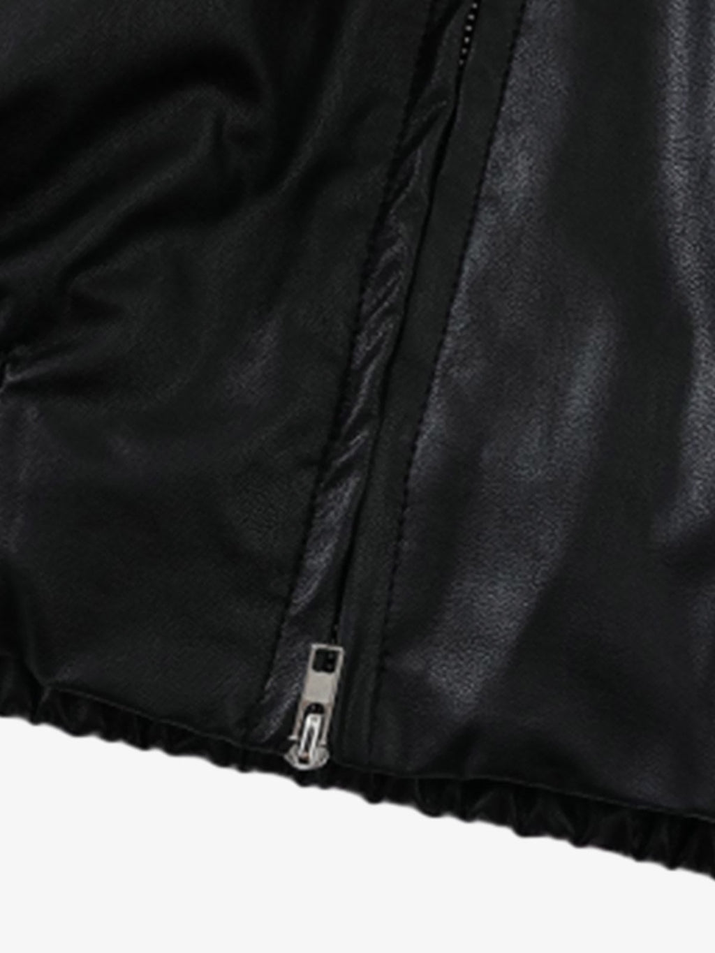 Boxy Hooded PU Leather Racing Jacket