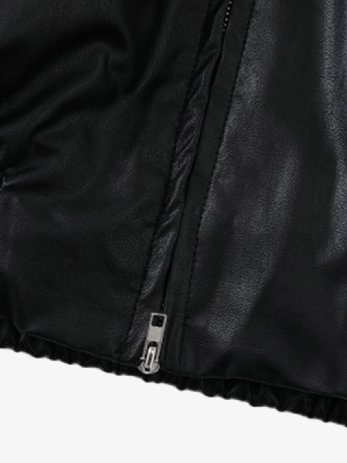 Boxy Hooded PU Leather Racing Jacket