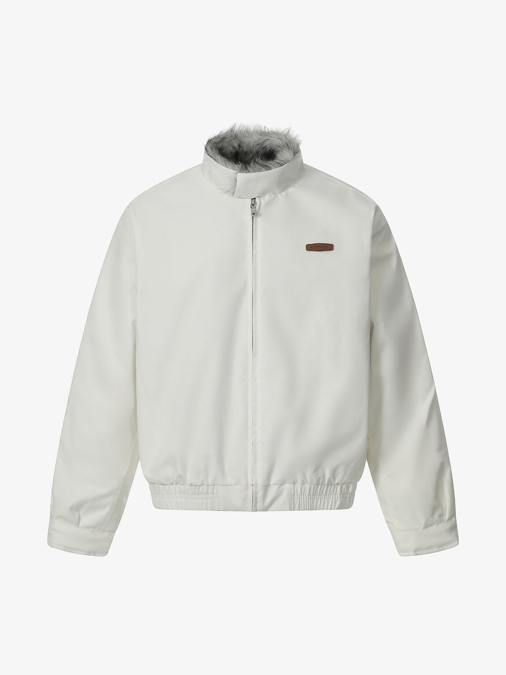 Vintage Stand Collar Fur Lined Bomber Jacket