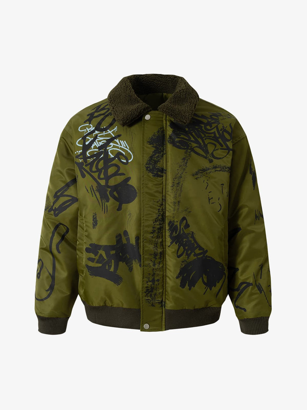 Street Graffiti Lamb Collar Flight Cotton Jacket