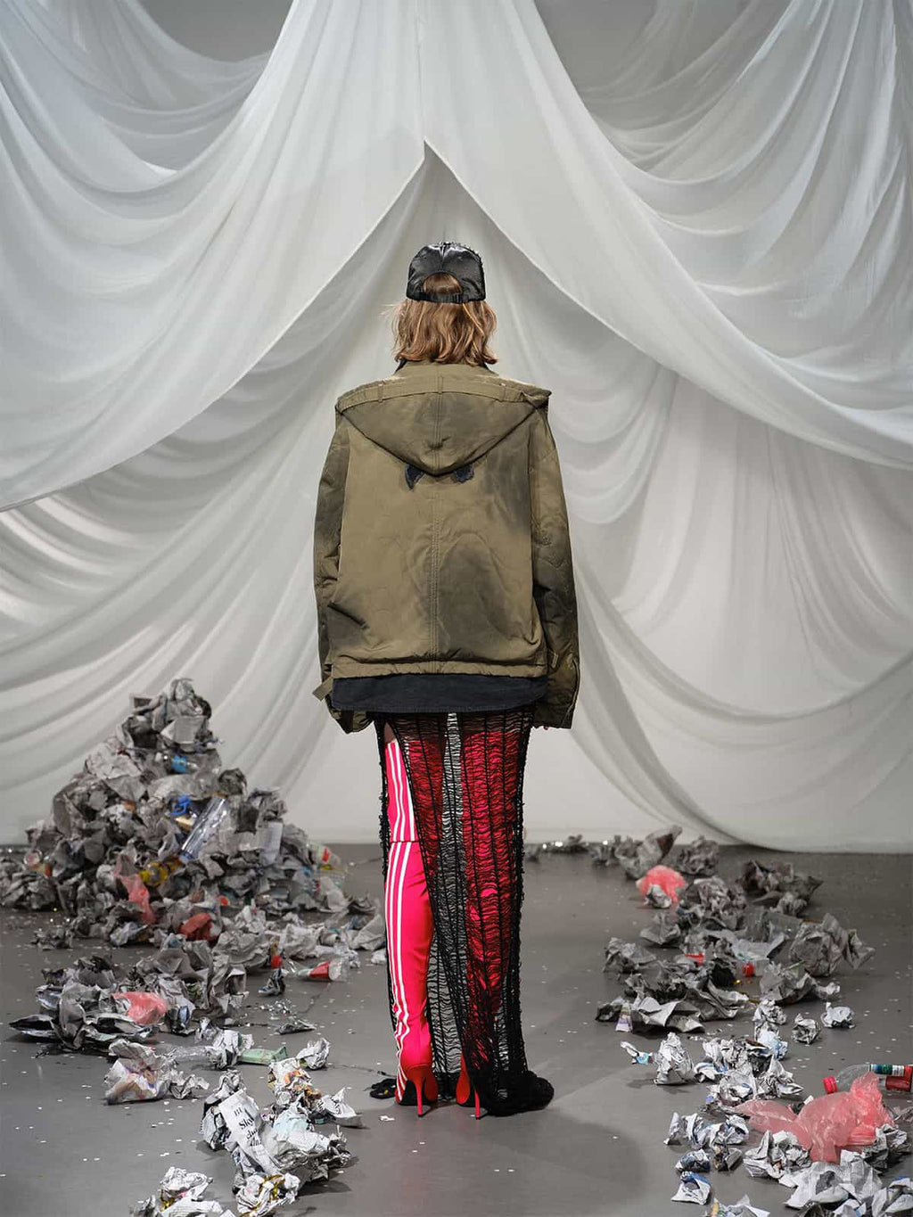 Vintage Quilted Military Patchwork Zip-Up Hoodie Jacket