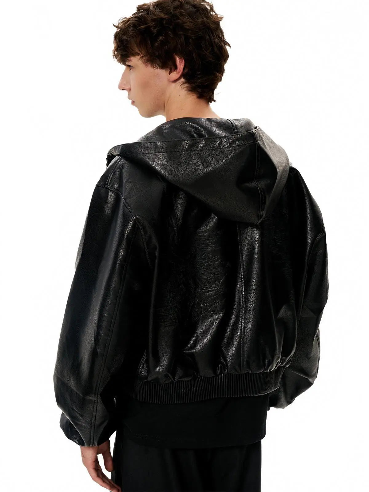 Hooded PU Leather Biker Jacket | INFLATION Streetwear
