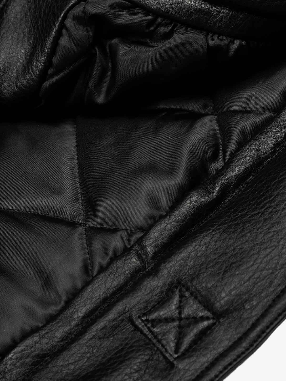 Retro Detachable Fur Collar PU Multi-Pocket Bomber Jacket