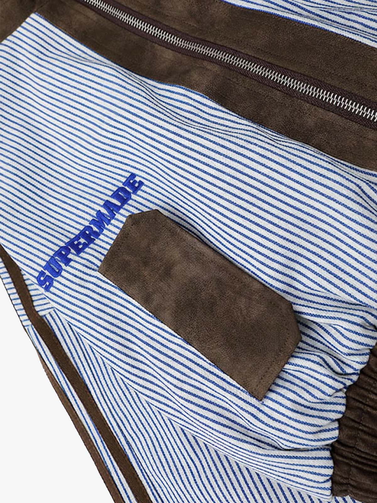 Retro Badge Embroidery Contrast Cropped Jacket