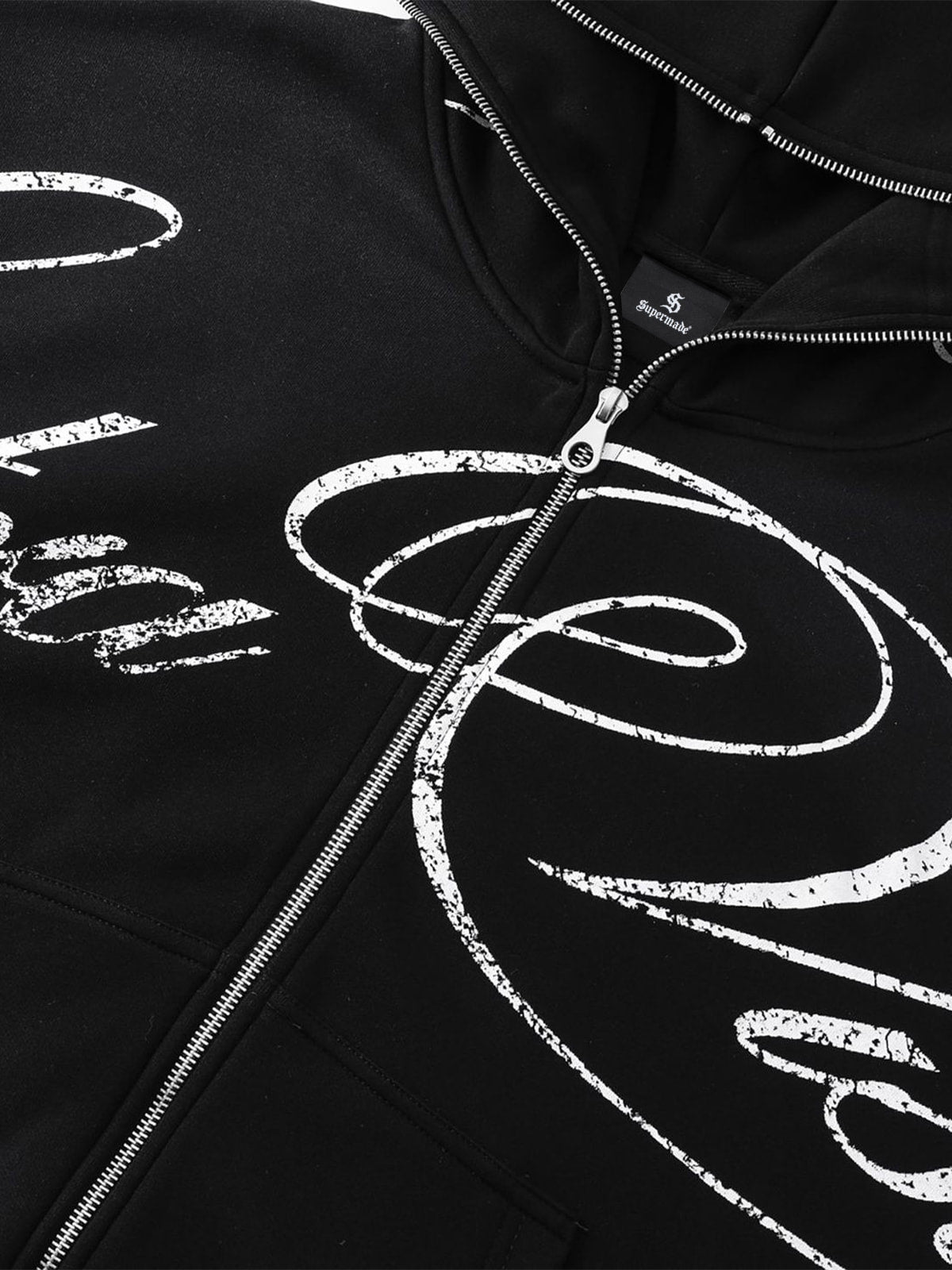 High Street Script Letter Print Zip-up Hoodie Jacket