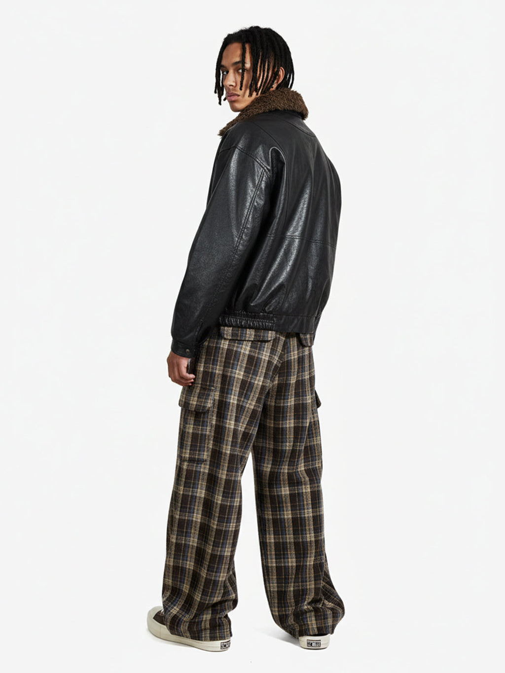 Vintage Detachable Fur Collar Quilted Leather Jacket - 2523