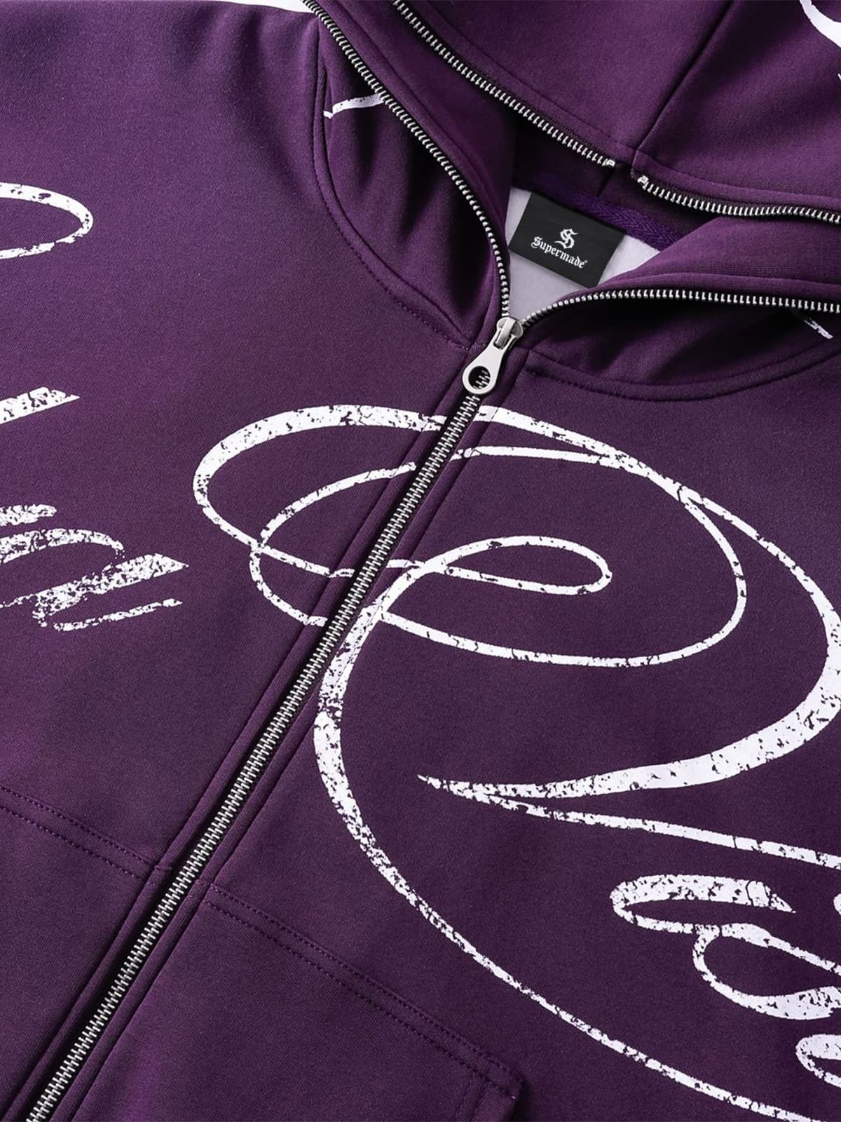 High Street Script Letter Print Zip-up Hoodie Jacket