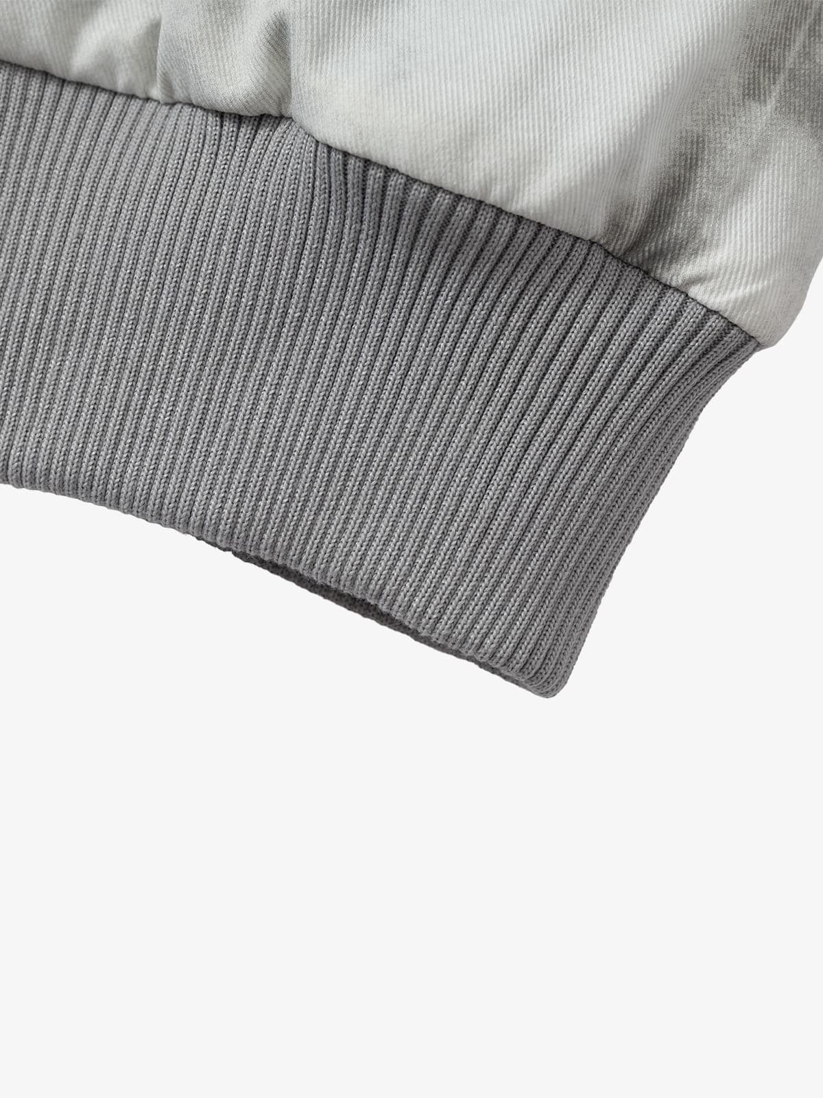 Vintage Tie-Dye Detachable Fur Collar Hooded Bomber Jacket