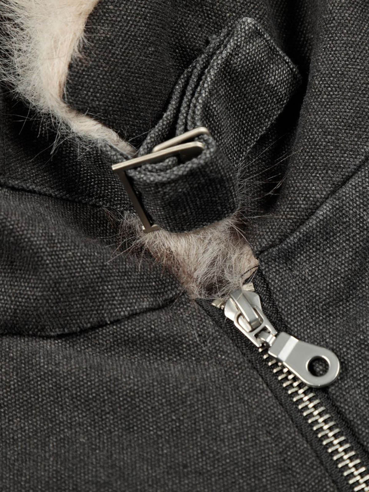 Pocket Zip Up Fur Collar Work Quilted Jacket