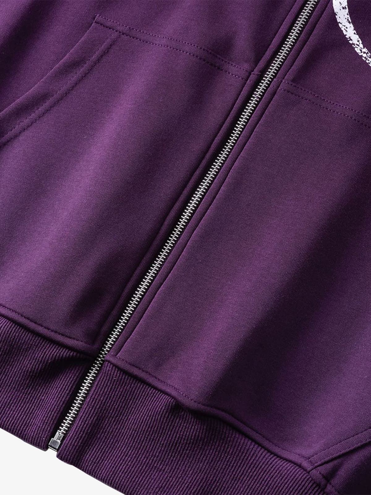 High Street Script Letter Print Zip-up Hoodie Jacket