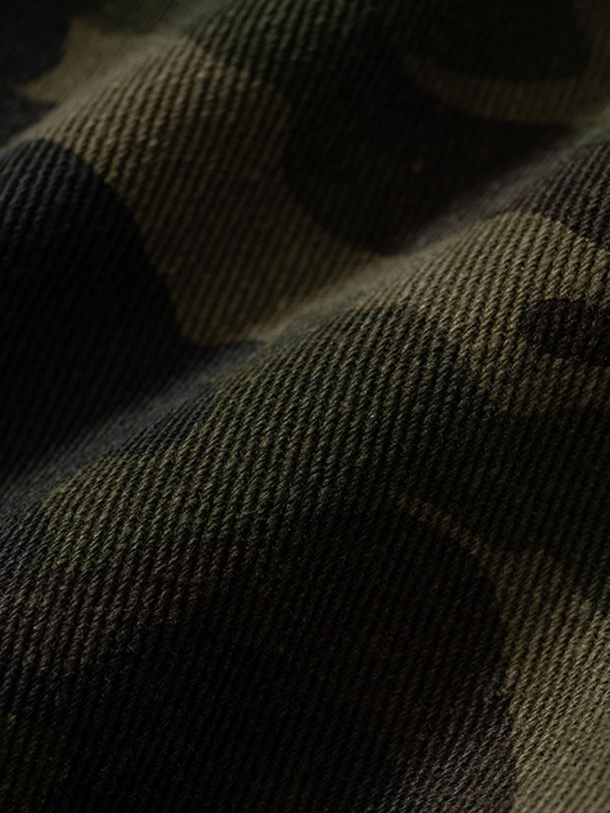 Retro Camouflage Faux Layered Metal Buckle Padded Jacket