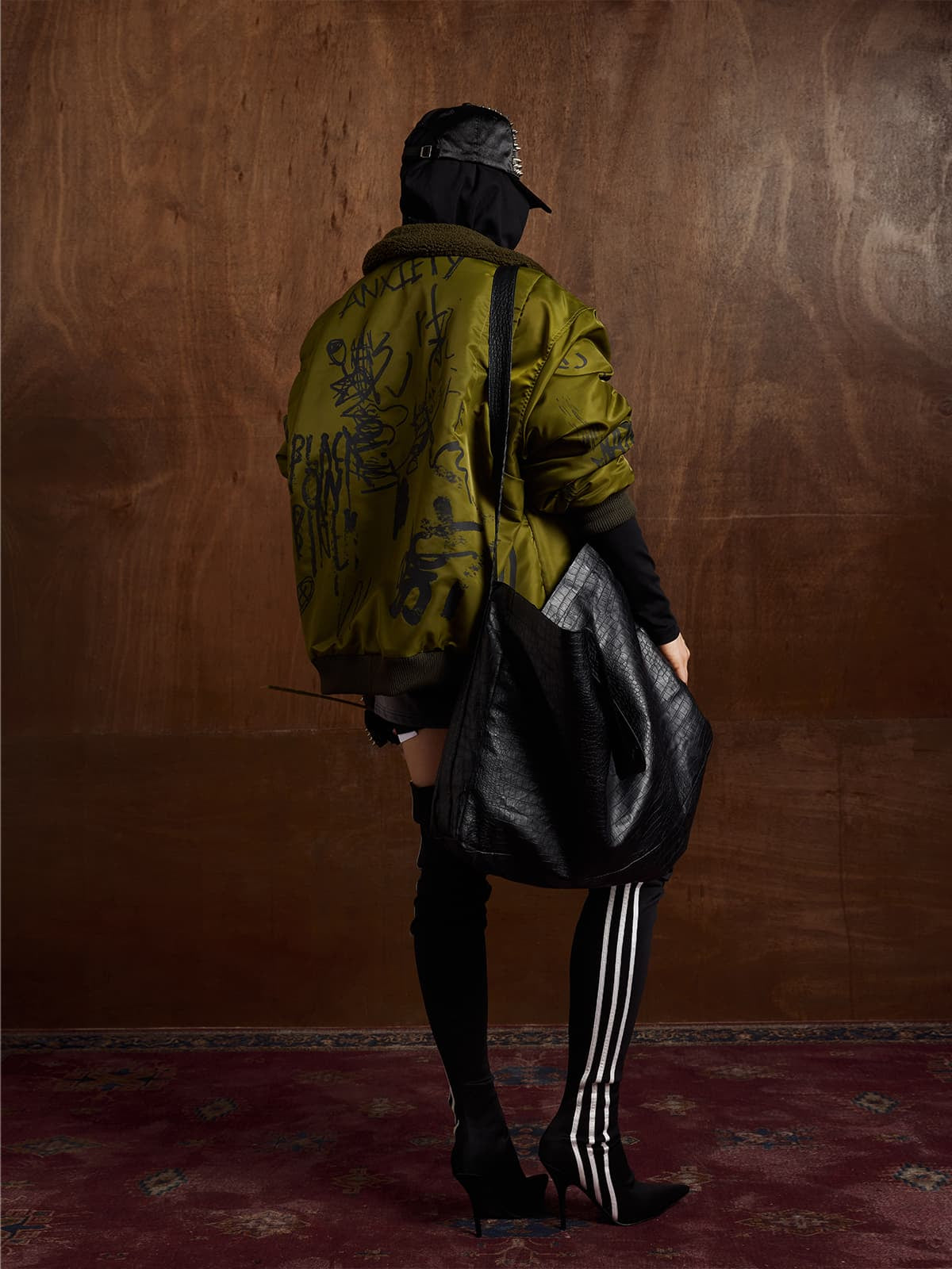 Street Graffiti Lamb Collar Flight Cotton Jacket