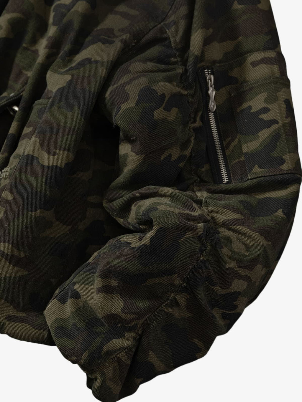Retro Camouflage Faux Layered Metal Buckle Padded Jacket