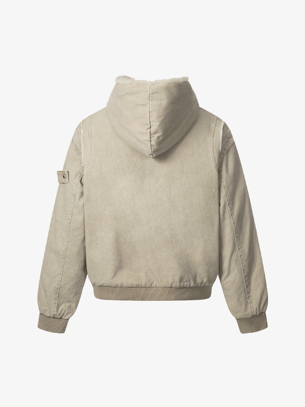 Retro Washed Fleece-lined Hooded Work Jacket