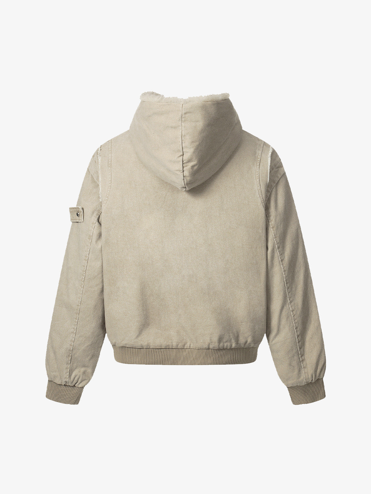 Retro Washed Fleece-lined Hooded Work Jacket