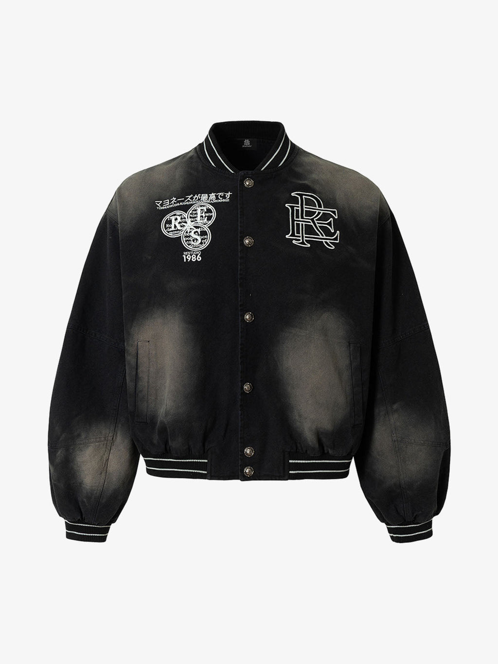 Gradient Bleached Technical Baseball Jacket