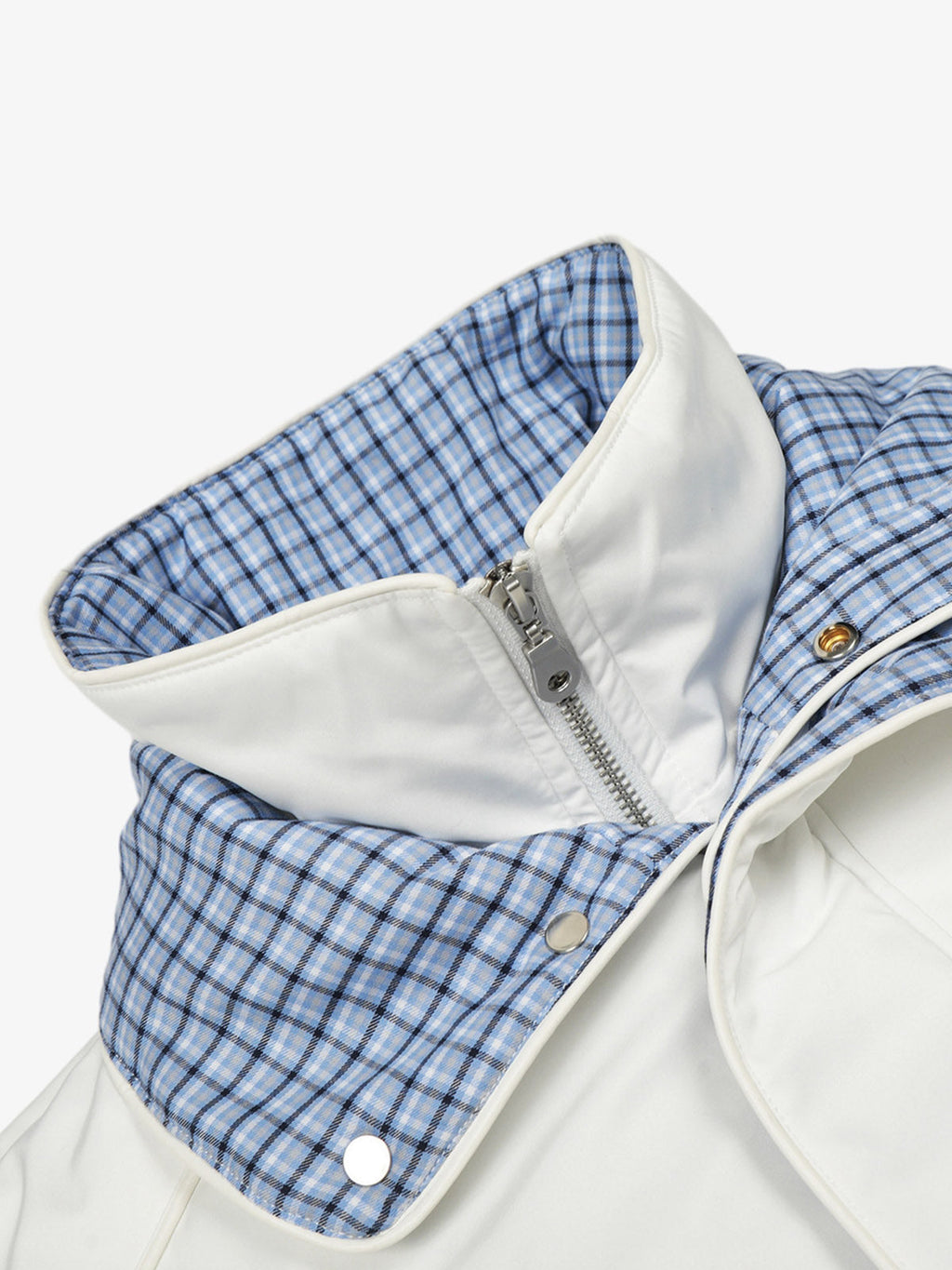 Retro Layered Look Plaid Collar Padded Jacket