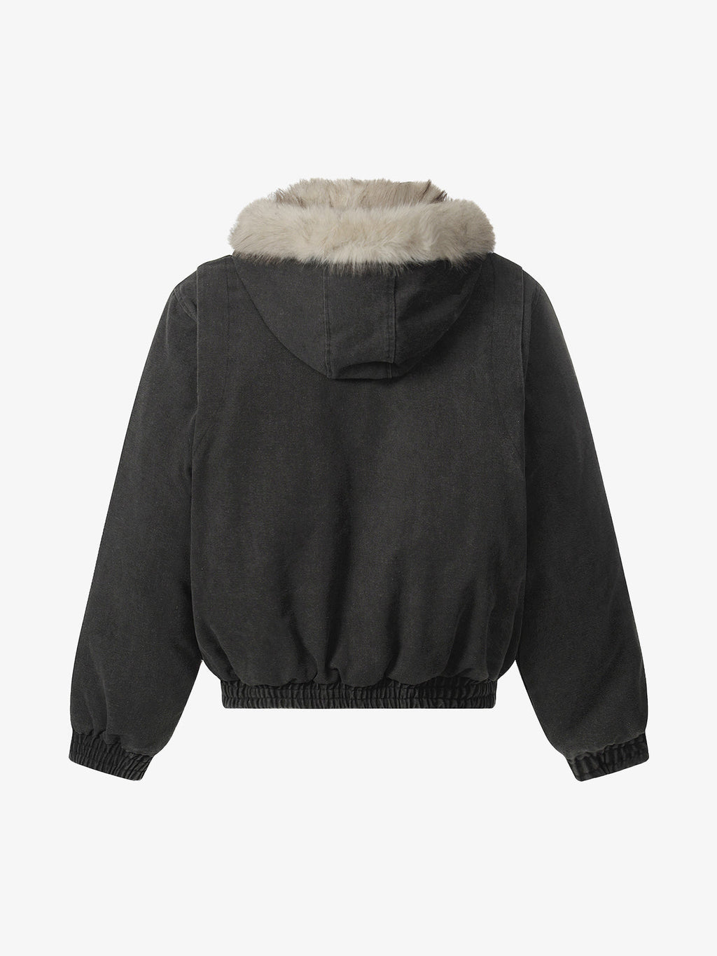 Street Outdoor Detachable Fur Collar Fleece Hooded Padded Jacket