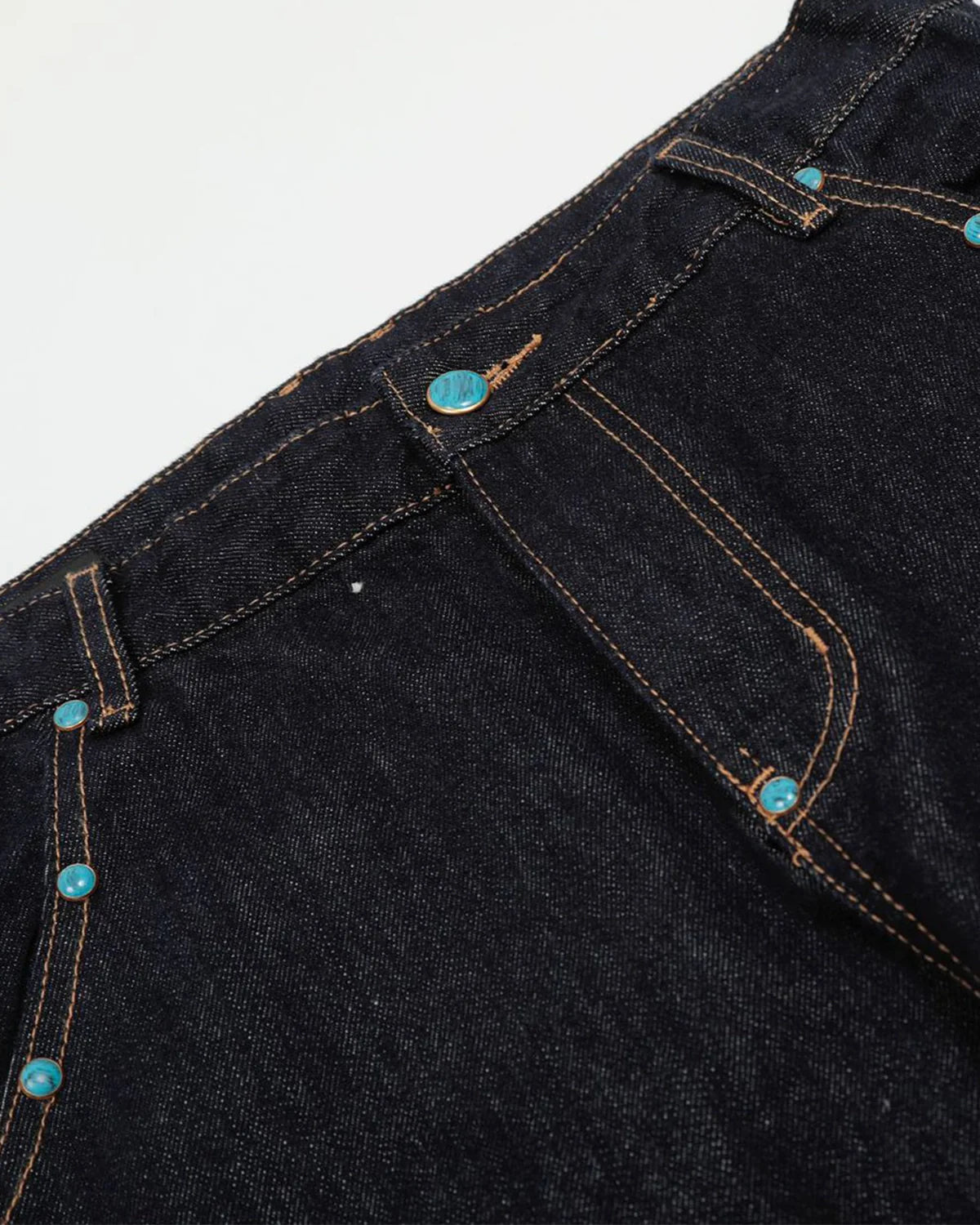 Turquoise Button Baggy Jeans | Inflation Streetwear