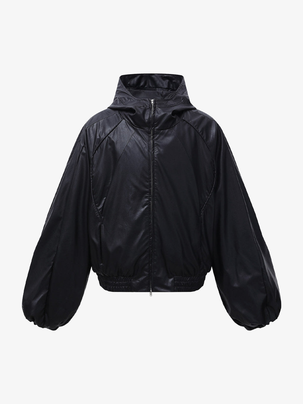 Boxy Hooded PU Leather Racing Jacket