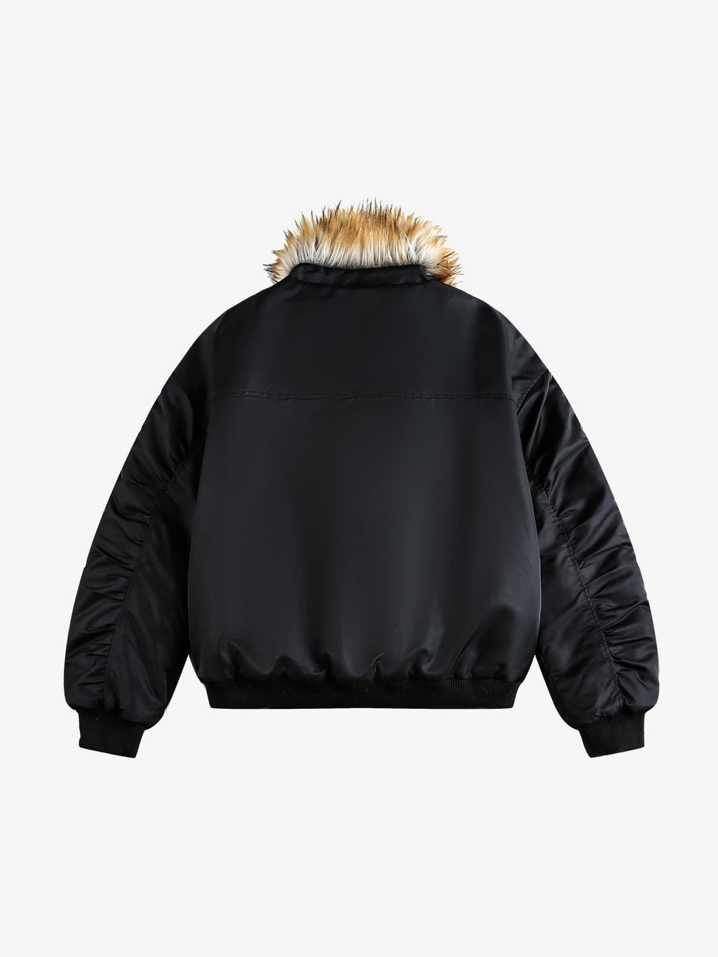 Street Dark Shadow Fur Collar Quilted Bomber Jacket