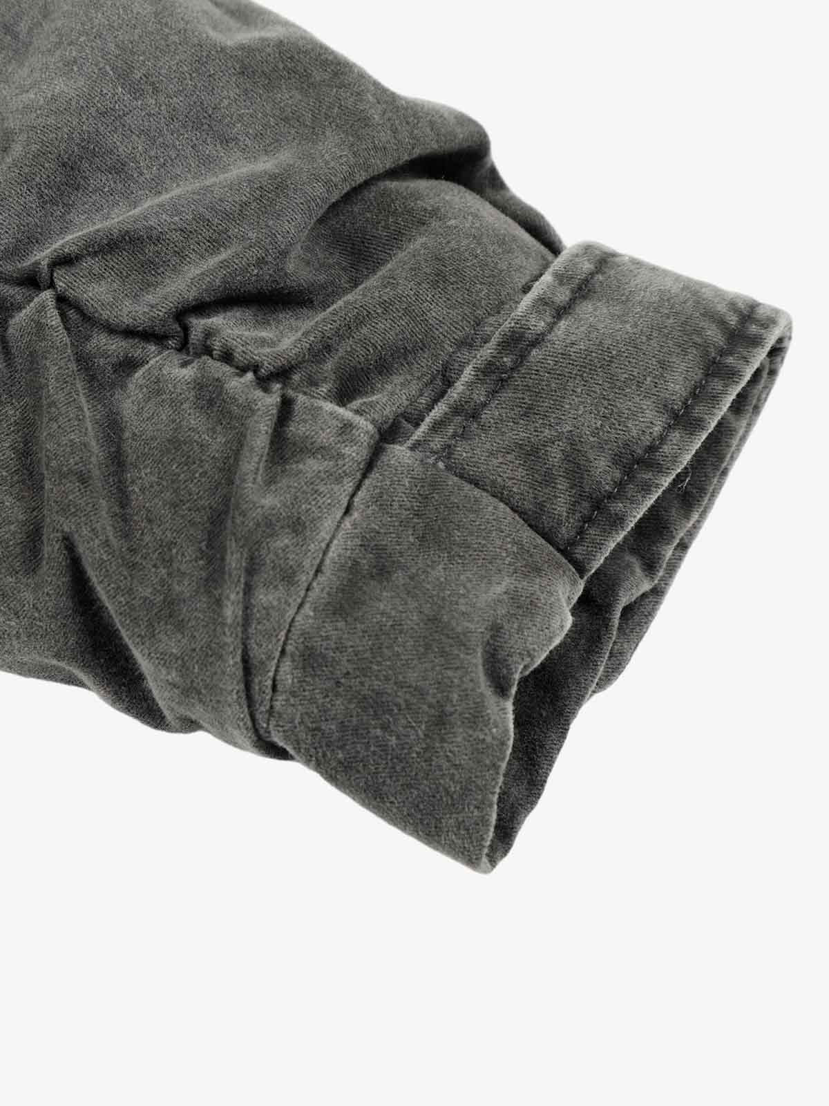 Vintage Distressed Pleated Shearling Collar Fleece Jacket