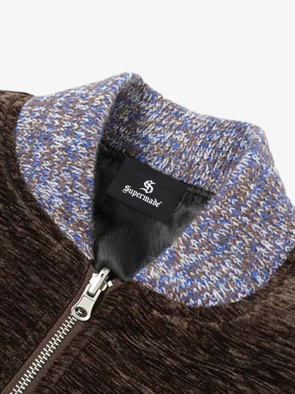 Vintage Chenille Color-Block Baseball Collar Jacket