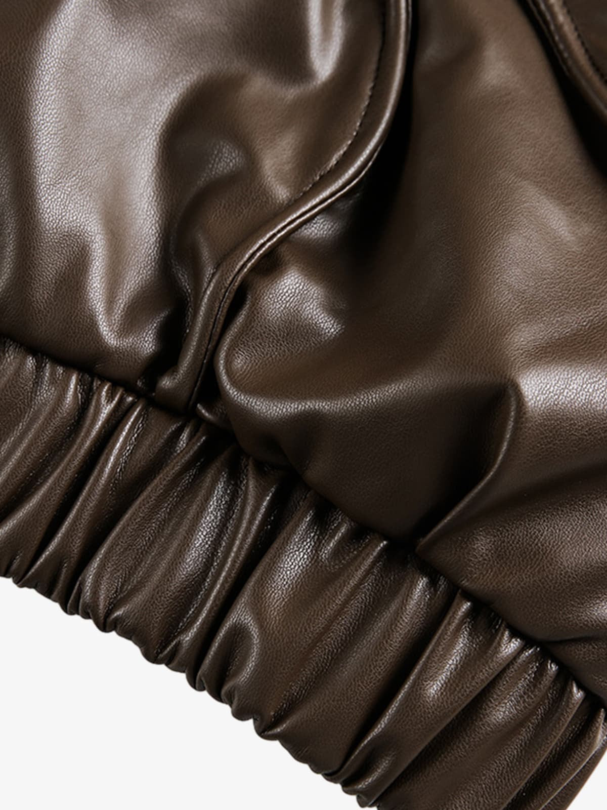 Retro Brown Faux Leather Zip-Up Bomber Jacket