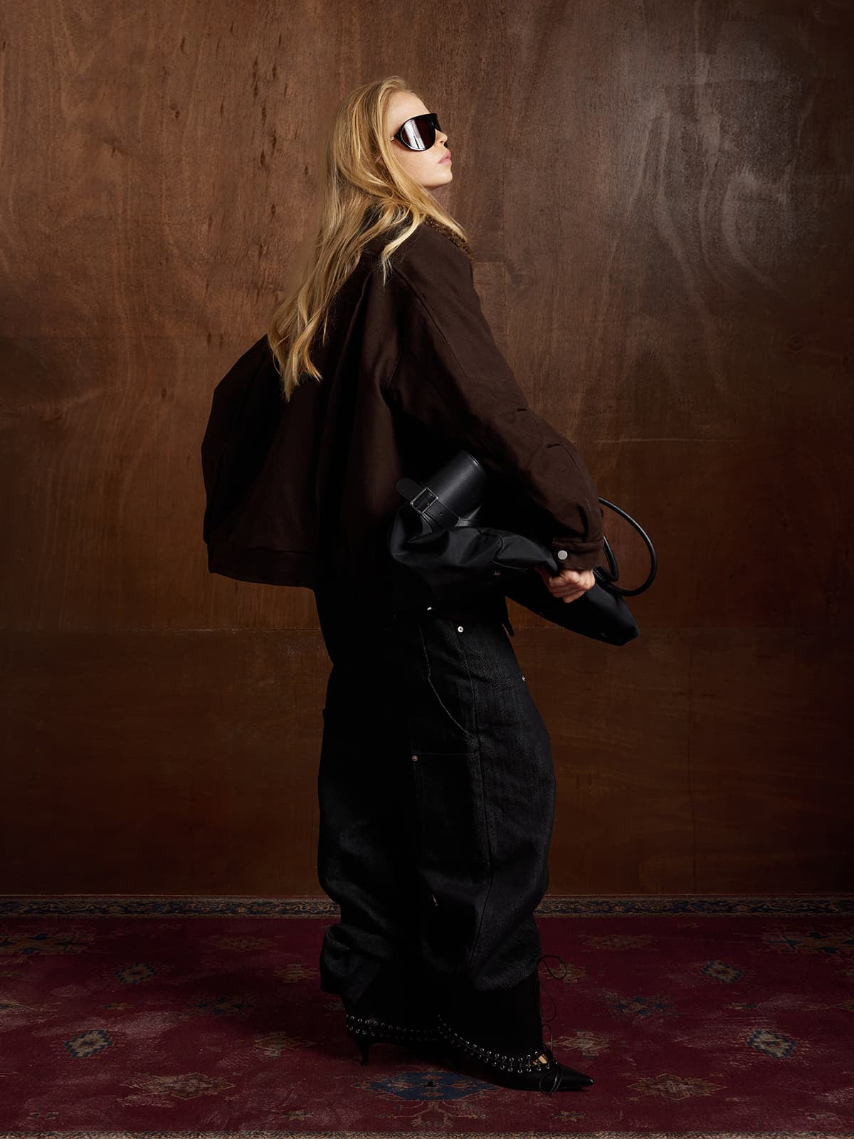 Street Punk Oblique Zipper Lambswool Collar Quilted Jacket