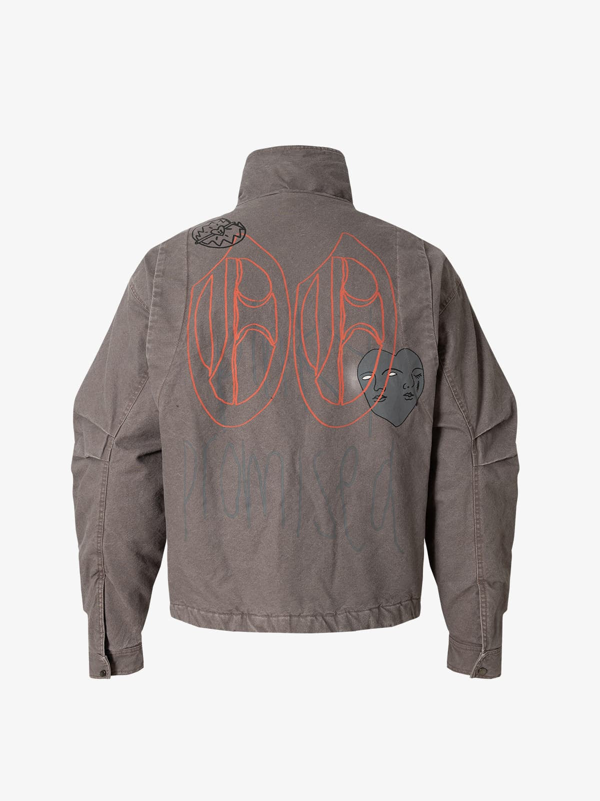 Street Graffiti Distressed High-Neck Padded Cotton Jacket