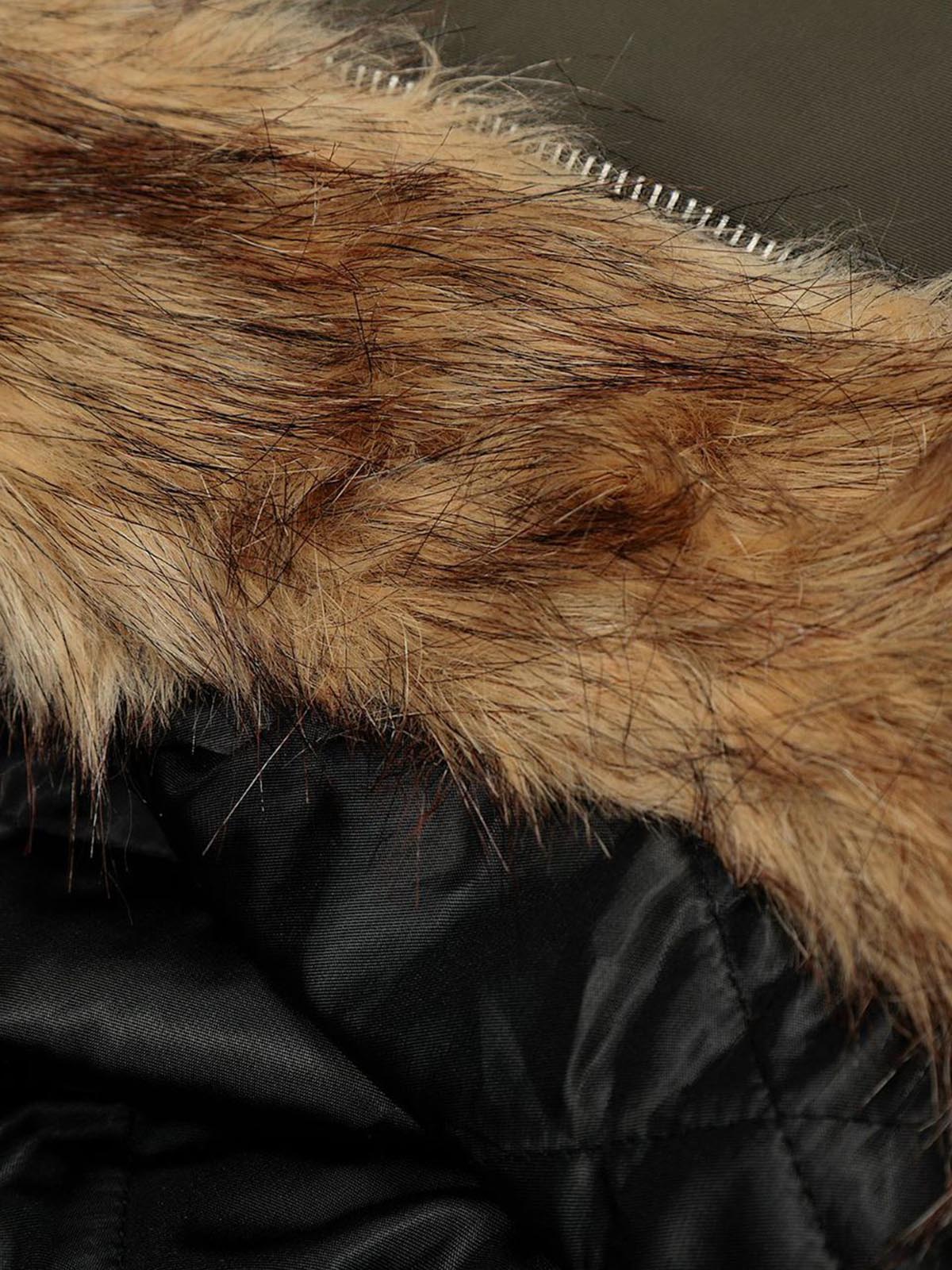 Vintage Zipper Design Fur Stand Collar Bomber Jacket