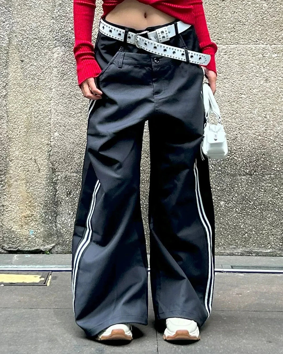Double Waist Patchwork Wide Leg Pants | Inflation streetwear