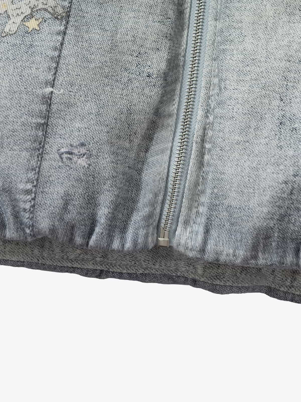 Street Illusion Denim Print Stand Collar Padded Cotton Jacket