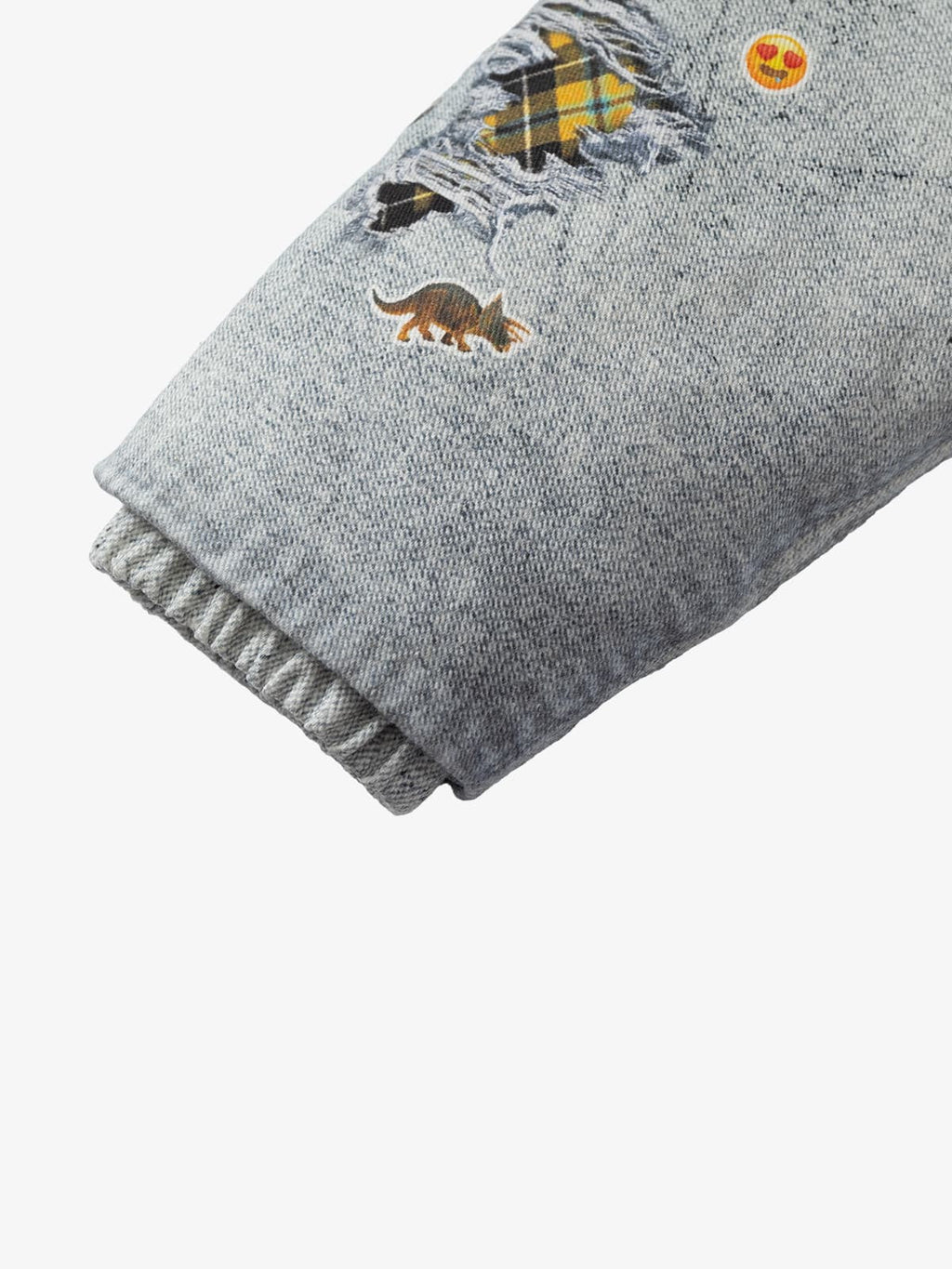 Street Illusion Denim Print Stand Collar Padded Cotton Jacket