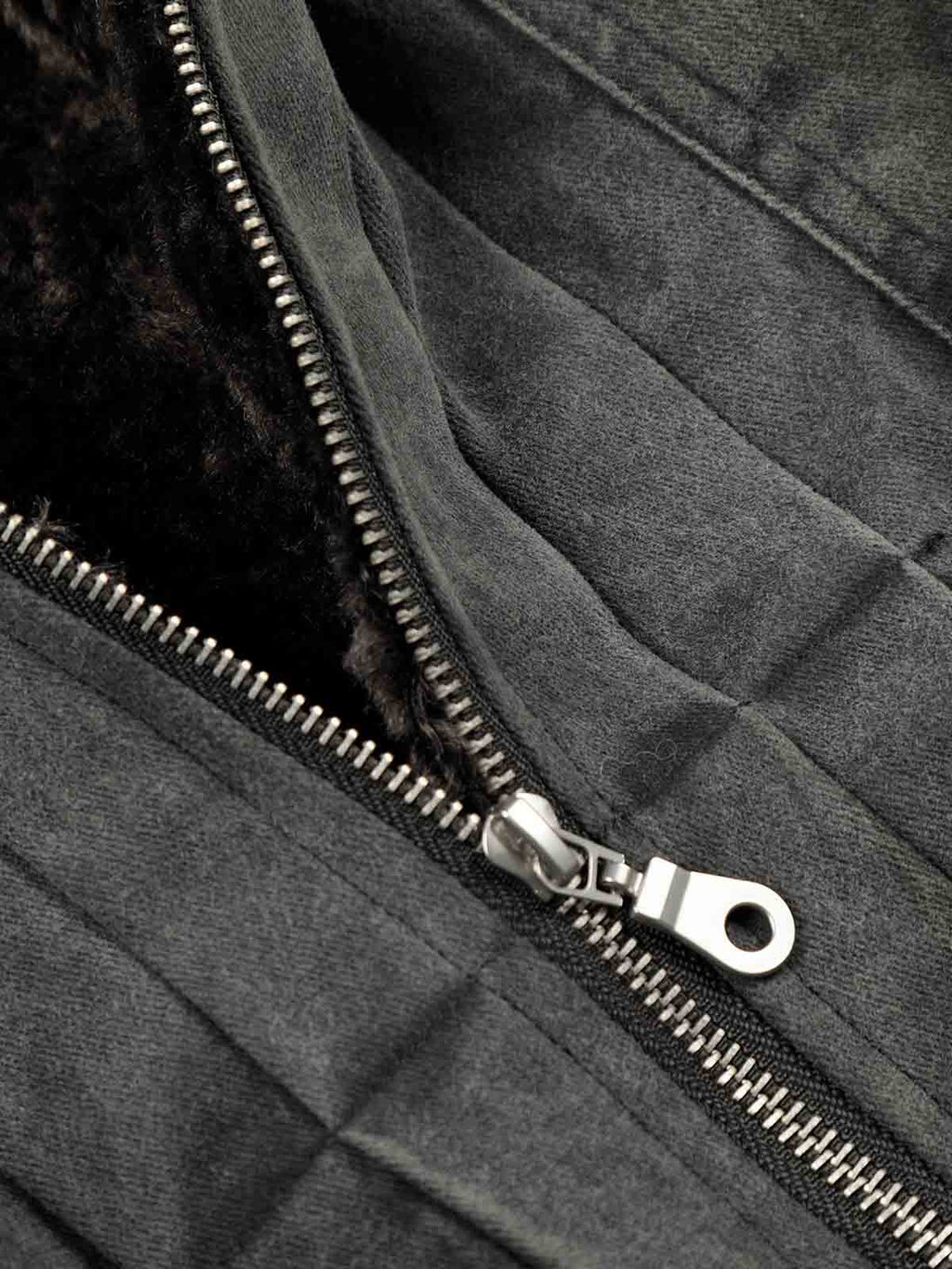 Vintage Distressed Pleated Shearling Collar Fleece Jacket