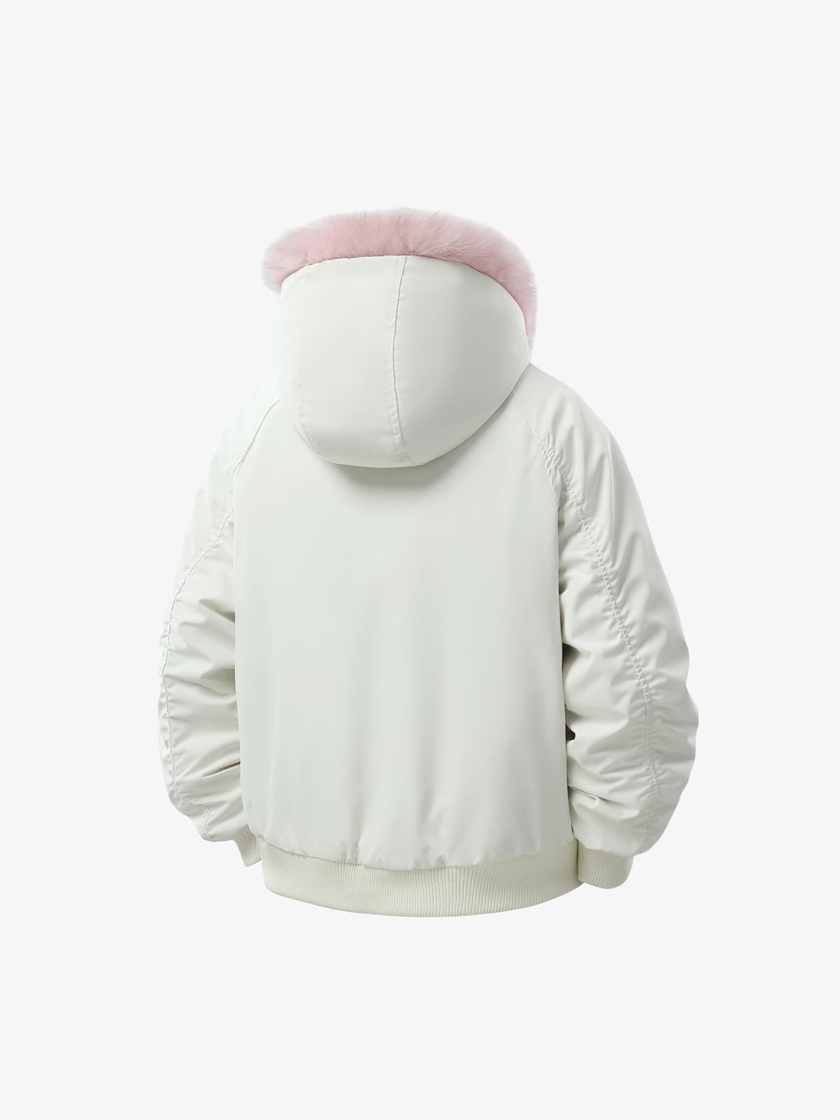 Retro Contrast Fur Collar Quilted Cotton Bomber Jacket