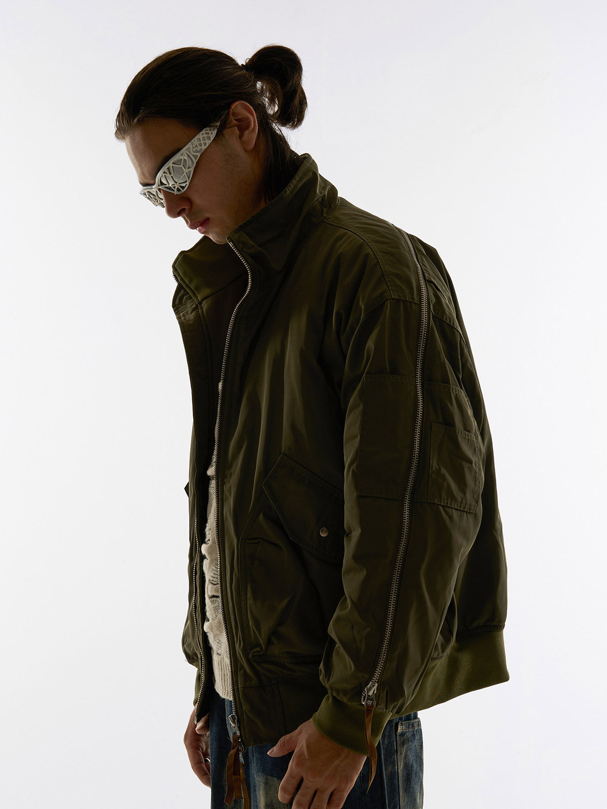 Retro Street Hip-Hop Zipper Design Bomber Jacket