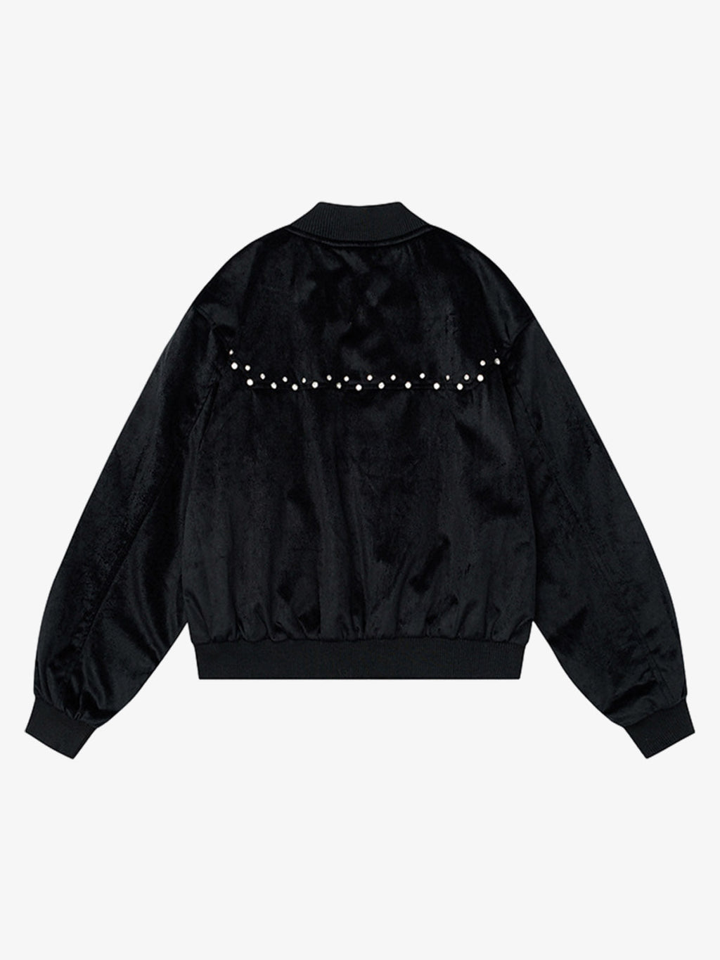 Vintage Velvet Pearl Embellished Bomber Jacket