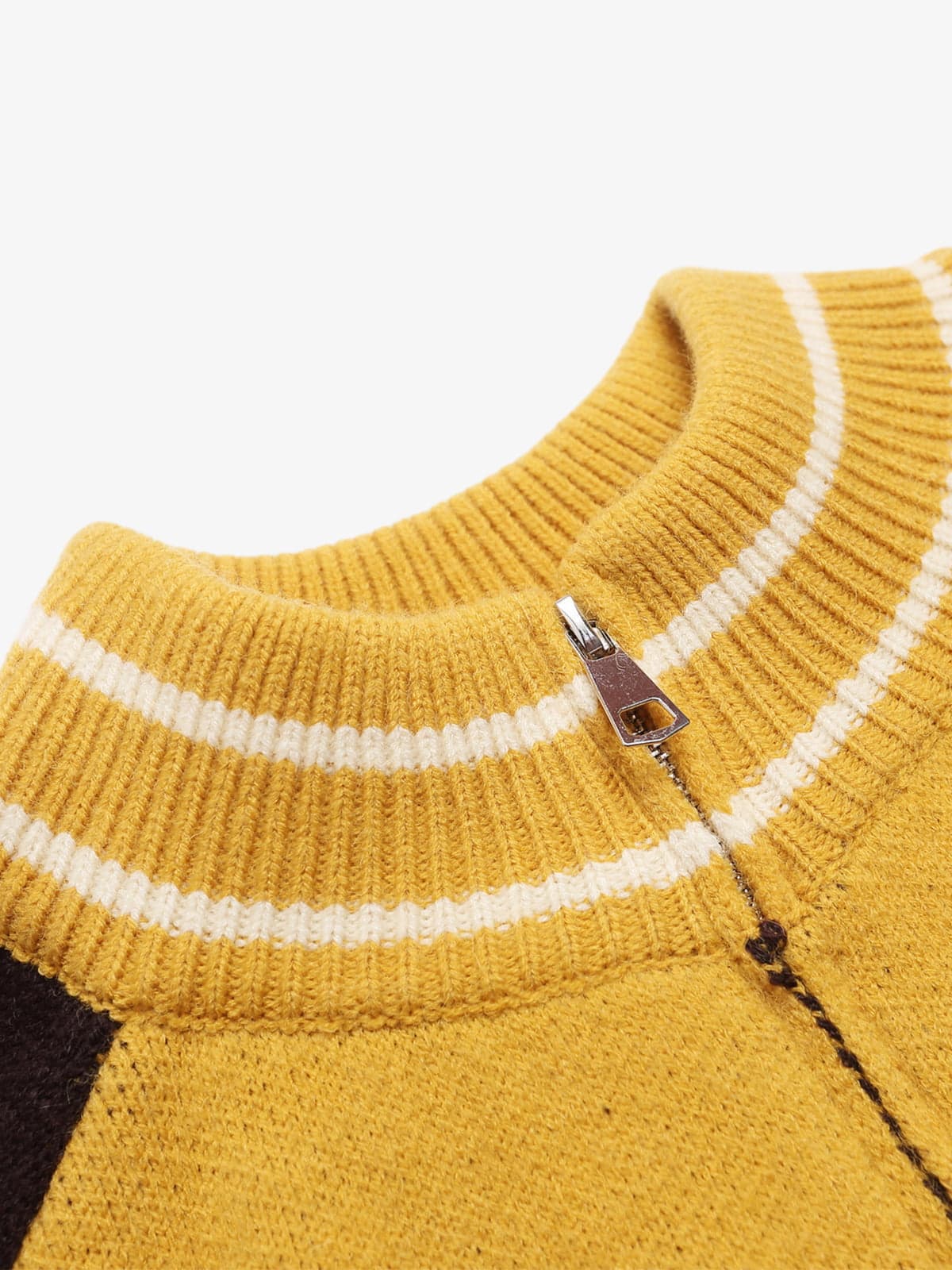 Retro Motorcycle Colorblock  Knitted Zip-up Sweater Jacket