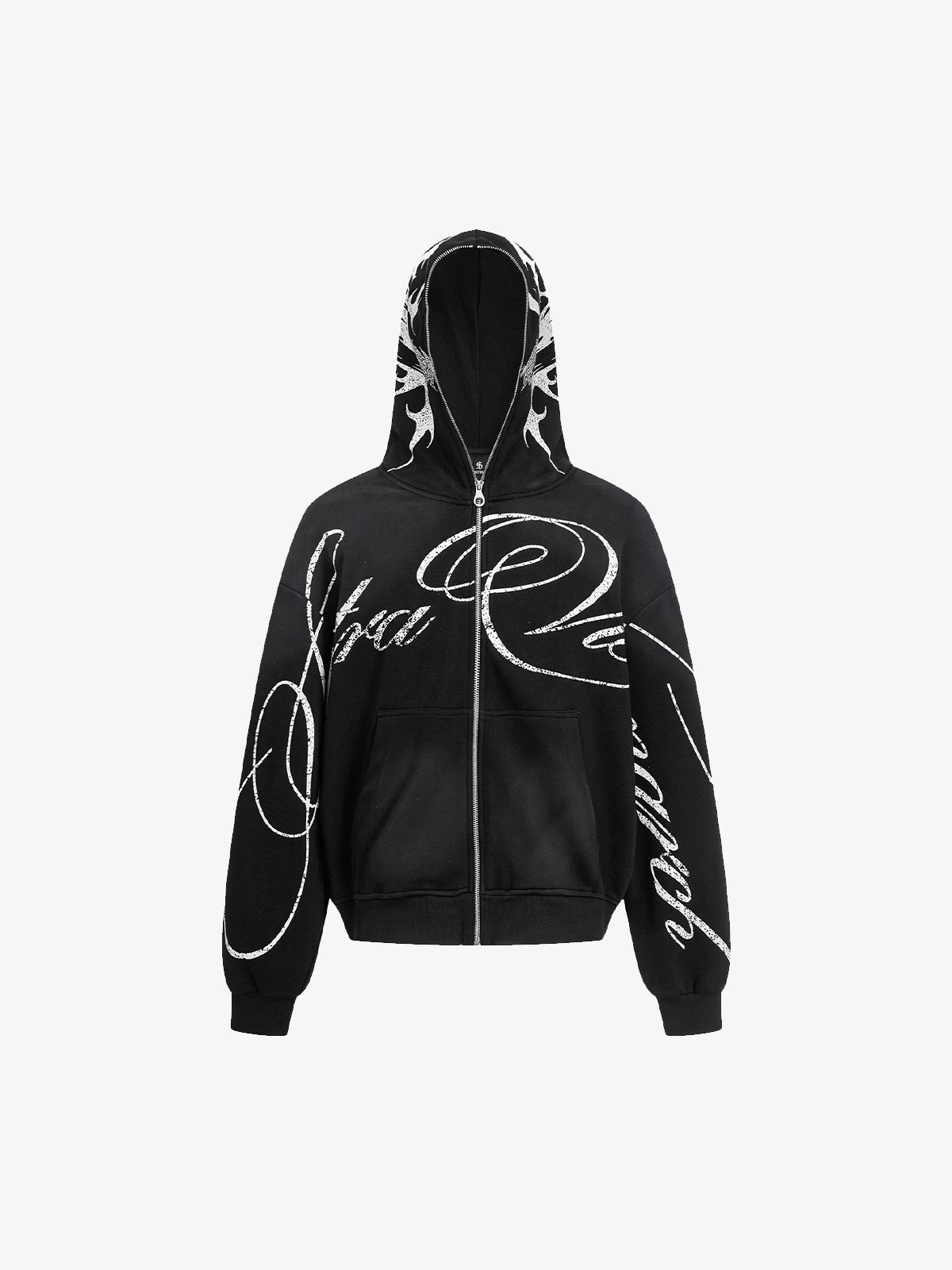 High Street Script Letter Print Zip-up Hoodie Jacket