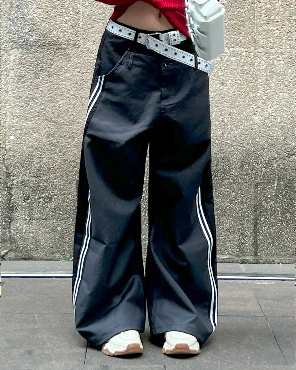 Double Waist Patchwork Wide Leg Pants | Inflation streetwear