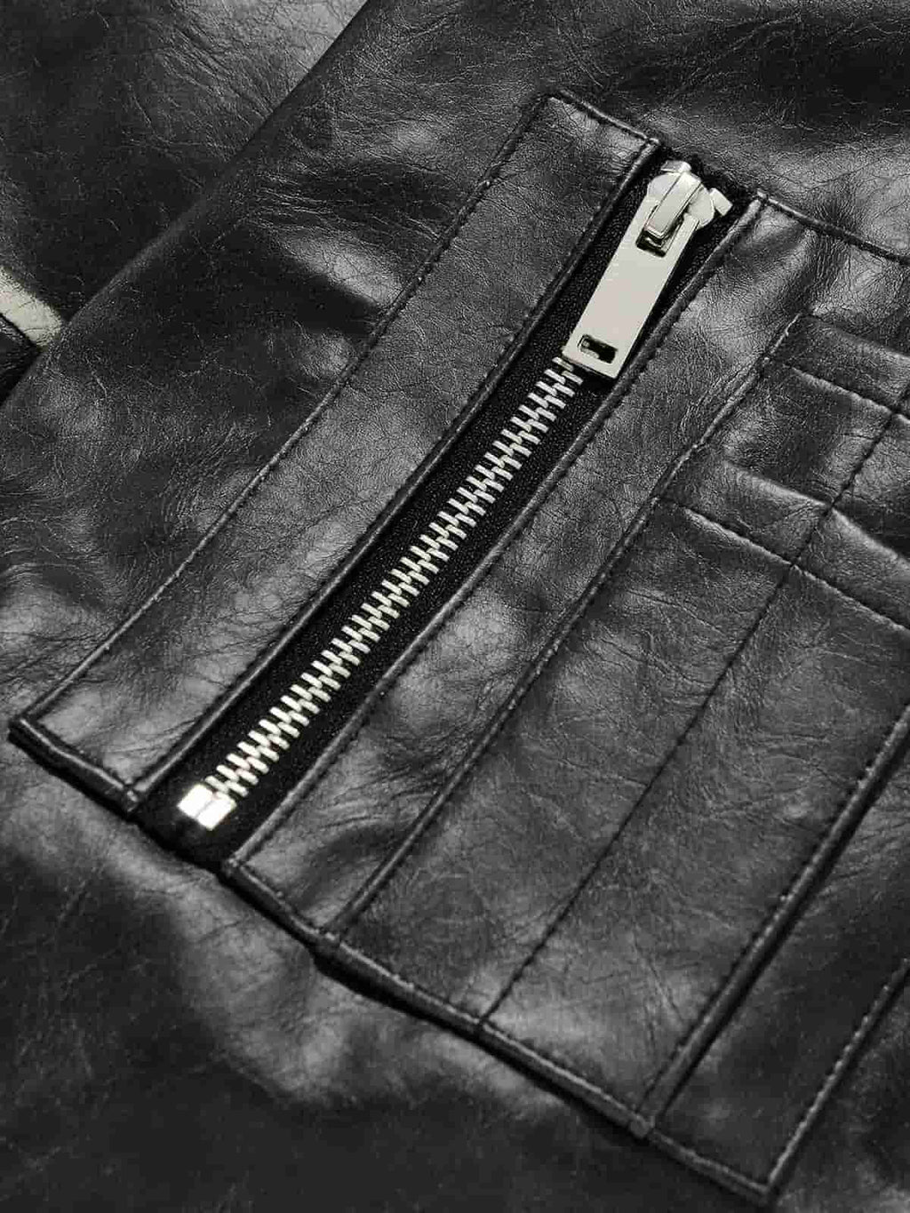 Retro Distressed Washed PU Leather Cotton Jacket