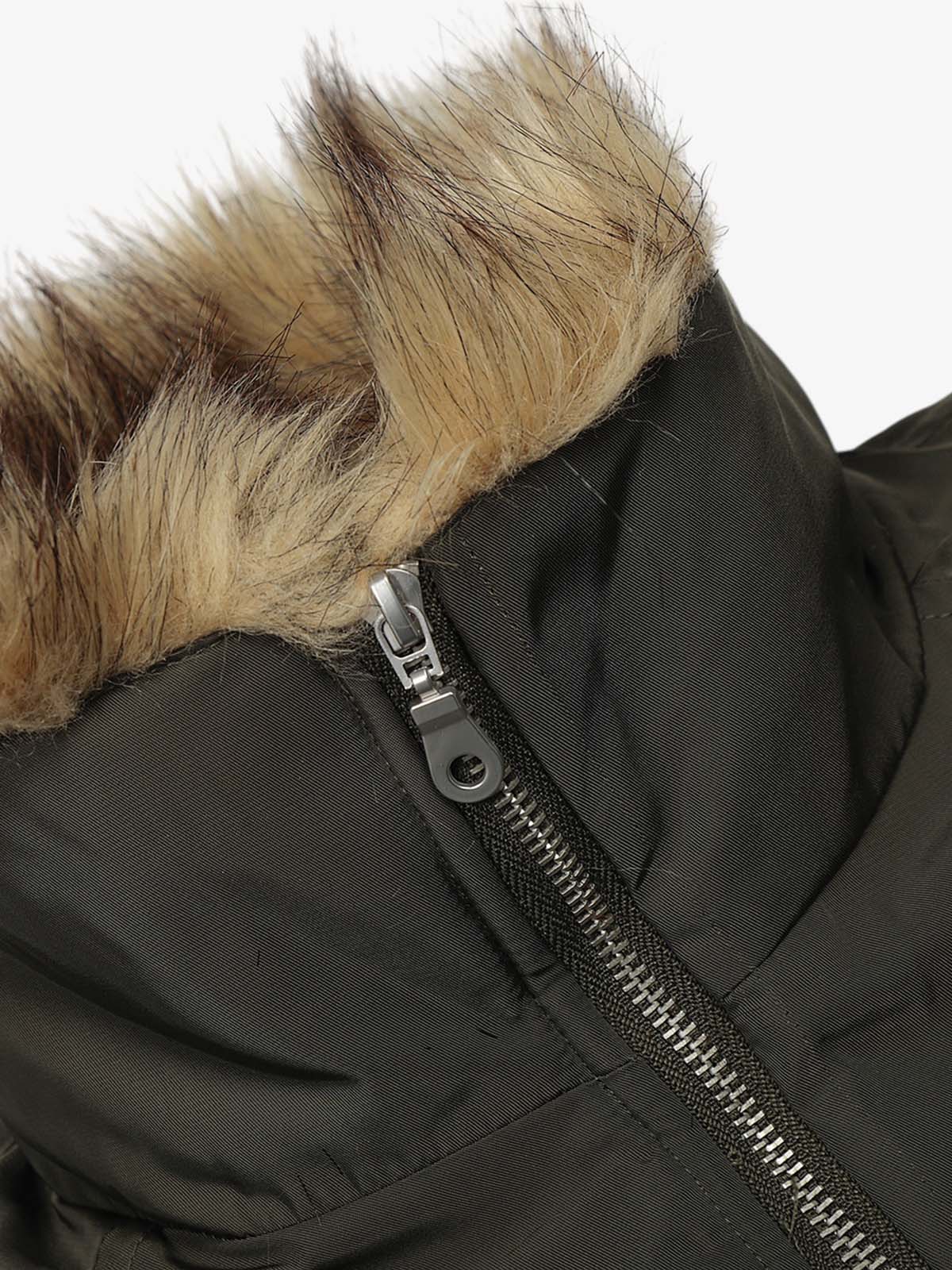 Vintage Zipper Design Fur Stand Collar Bomber Jacket