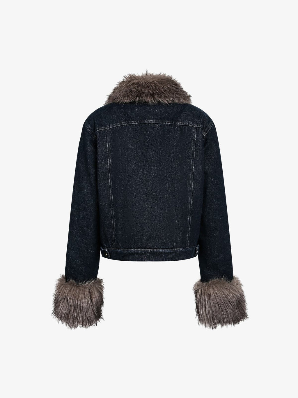 Retro Detachable Fur Collar Workwear Denim Jacket